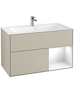 Villeroy und Boch Finion Villeroy und Boch F040GFHH 99,6x59,1x49,8cm, étagère à droite Laque blanc brillant, Sand Matt Lacquer