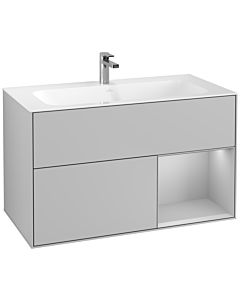 Villeroy und Boch Finion Waschtischunterschrank F040GJGJ 99,6x59,1x49,8cm, Regal rechts Light grey matt, Light grey matt