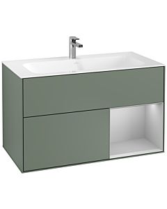 Villeroy und Boch Finion Waschtischunterschrank F040GJGM 99,6x59,1x49,8cm, Regal rechts Light grey matt, Olive Matt Lacquer
