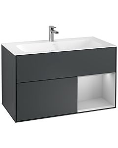 Villeroy und Boch Finion Waschtischunterschrank F040GJHG 99,6x59,1x49,8cm, Regal rechts Light grey matt, Midnight Blue Matt Lacquer