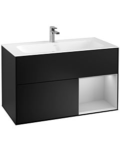 Villeroy und Boch Finion Waschtischunterschrank F040GJPD 99,6x59,1x49,8cm, Regal rechts Light grey matt, Black matt lacquer