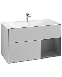 Villeroy und Boch Finion Villeroy und Boch F040GKGJ 99,6x59,1x49,8cm, étagère à droite anthracite mat, gris clair mat
