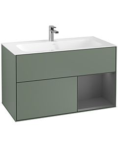 Villeroy und Boch Finion Waschtischunterschrank F040GKGM 99,6x59,1x49,8cm, Regal rechts Anthracite matt, Olive Matt Lacquer