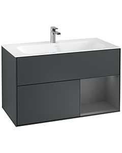 Villeroy und Boch Finion Waschtischunterschrank F040GKHG 99,6x59,1x49,8cm, Regal rechts Anthracite matt, Midnight Blue Matt Lacquer