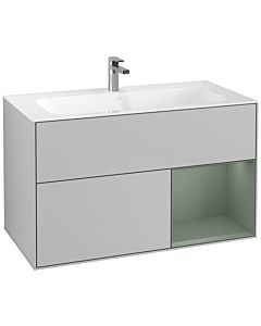 Villeroy und Boch Finion Villeroy und Boch F040GMGJ 99,6x59,1x49,8cm, étagère à droite Olive Matt Lacquer , gris clair mat