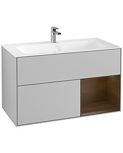 Villeroy und Boch Finion Villeroy und Boch F040GNGJ 99,6x59,1x49,8cm, étagère à droite placage noyer, gris clair mat