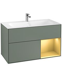 Villeroy und Boch Finion Villeroy und Boch F040HFGM 99,6x59,1x49,8cm, étagère droite or mat, Olive Matt Lacquer