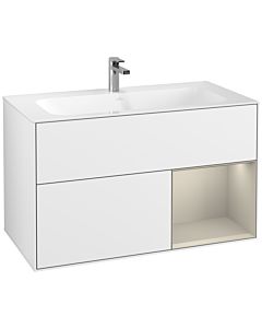 Villeroy und Boch Finion Villeroy und Boch F040HHGF 99,6x59,1x49,8cm, étagère à droite Sand laqué blanc mat brillant