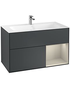Villeroy und Boch Finion Waschtischunterschrank F040HHHG 99,6x59,1x49,8cm, Regal rechts Sand Matt, Midnight Blue Matt Lacquer