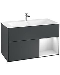 Villeroy und Boch Finion Waschtischunterschrank F040MTHG 99,6x59,1x49,8cm, Regal rechts White matt lacquer, Midnight Blue Matt Lacquer