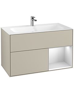 Villeroy und Boch Finion Villeroy und Boch Finion F040MTHH 99.6x59.1x49.8cm, shelf on the right white matt lacquer, Sand Matt Lacquer