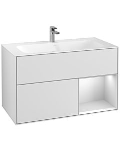 Villeroy und Boch Finion Waschtischunterschrank F040MTMT 99,6x59,1x49,8cm, Regal rechts White matt lacquer, White matt lacquer