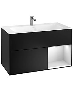 Villeroy und Boch Finion Waschtischunterschrank F040MTPD 99,6x59,1x49,8cm, Regal rechts White matt lacquer, Black matt lacquer