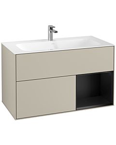 Villeroy und Boch Finion Villeroy und Boch Finion F040PDHH 99.6x59.1x49.8cm, shelf on the right black matt lacquer, Sand Matt Lacquer