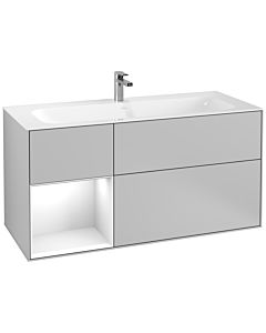Villeroy und Boch Finion Villeroy und Boch F060GFGJ 119,6x59,1cm, étagère gauche laqué blanc brillant, gris clair mat