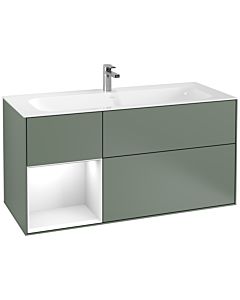 Villeroy und Boch Finion Waschtischunterschrank F060GFGM 119,6x59,1cm, Regal links Glossy white lacquer, Olive Matt Lacquer