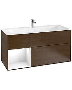 Villeroy und Boch Finion Villeroy und Boch F060GFGN 119,6x59,1cm, étagère gauche laqué blanc brillant, placage noyer