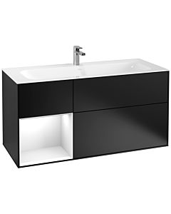 Villeroy und Boch Finion Villeroy und Boch F060GFPD 119,6x59,1 cm, étagère gauche laqué blanc brillant, laqué noir mat