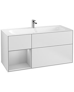 Villeroy und Boch Finion Villeroy und Boch F060GJMT 119,6x59,1cm, étagère à gauche gris clair mat, laqué blanc mat