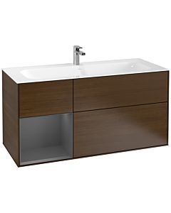 Villeroy und Boch Finion Villeroy und Boch F060GKGN 119,6x59,1cm, étagère gauche anthracite mat, placage noyer