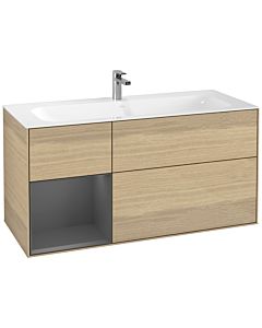 Villeroy und Boch Finion Waschtischunterschrank F060GKPC 119,6x59,1cm, Regal links Anthracite matt, Oak Veneer