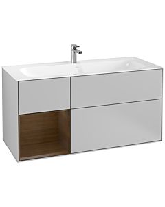 Villeroy und Boch Finion Waschtischunterschrank F060GNGJ 119,6x59,1cm, Regal links Walnut veneer, Light grey matt
