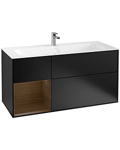 Villeroy und Boch Finion Villeroy und Boch F060GNPD 119,6x59,1cm, étagère gauche placage noyer, laqué noir mat