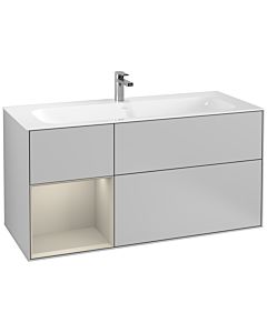 Villeroy und Boch Finion Waschtischunterschrank F060HHGJ 119,6x59,1cm, Regal links Sand Matt Lacquer, Light grey matt