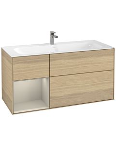 Villeroy und Boch Finion Waschtischunterschrank F060HHPC 119,6x59,1cm, Regal links Sand Matt Lacquer, Oak Veneer
