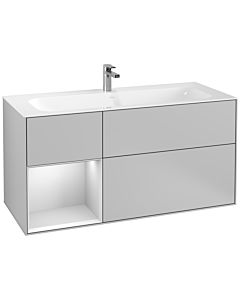 Villeroy und Boch Finion Waschtischunterschrank F060MTGJ 119,6x59,1cm, Regal links White matt lacquer, Light grey matt