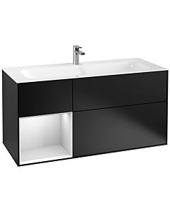 Villeroy und Boch Finion Waschtischunterschrank F060MTPD 119,6x59,1cm, Regal links White matt lacquer, Black matt lacquer