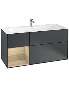 Villeroy und Boch Finion Waschtischunterschrank F060PCHG 119,6x59,1cm, Regal links Oak Veneer, Midnight Blue Matt Lacquer