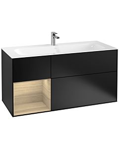 Villeroy und Boch Finion Waschtischunterschrank F060PCPD 119,6x59,1cm, Regal links Oak Veneer, Black matt lacquer