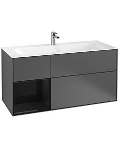 Villeroy und Boch Finion Villeroy und Boch F060PHGK 119,6x59,1cm, étagère gauche Glossy Black Lacquer , anthracite mat