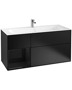 Villeroy und Boch Finion Waschtischunterschrank F060PHPD 119,6x59,1cm, Regal links Glossy Black Lacquer, Black matt lacquer