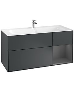 Villeroy und Boch Finion Waschtischunterschrank F070GKHG 119,6x59,1cm, Regal rechts Anthracite matt, Midnight Blue Matt Lacquer