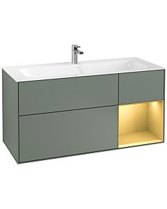 Villeroy und Boch Finion Waschtischunterschrank F070HFGM 119,6x59,1cm, Regal rechts Gold matt, Olive Matt Lacquer