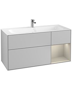 Villeroy und Boch Finion Waschtischunterschrank F070HHGJ 119,6x59,1cm, Regal rechts Sand Matt, Light grey matt