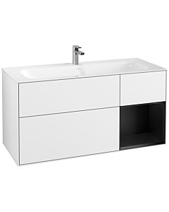 Villeroy und Boch Finion Villeroy und Boch F070PDGF 119,6x59,1cm, étagère à droite laqué noir mat, laqué blanc brillant