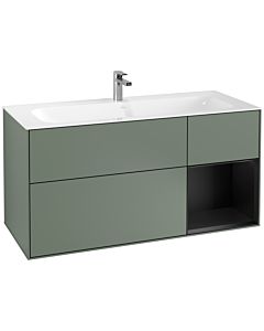 Villeroy und Boch Finion Waschtischunterschrank F070PDGM 119,6x59,1cm, Regal rechts Black matt lacquer, Olive Matt Lacquer
