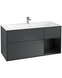 Villeroy und Boch Finion Waschtischunterschrank F070PDHG 119,6x59,1cm, Regal rechts Black matt lacquer, Midnight Blue Matt Lacquer