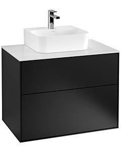 Villeroy und Boch Finion Waschtischunterschrank F08100PD 80x60,3x50,1cm, Abdeckplatte white matt, Black matt lacquer