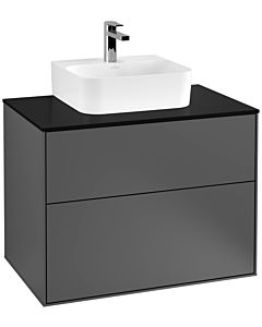 Villeroy und Boch Finion Waschtischunterschrank F08200GK 80x60,3x50,1cm, Abdeckplatte black matt, Anthracite matt