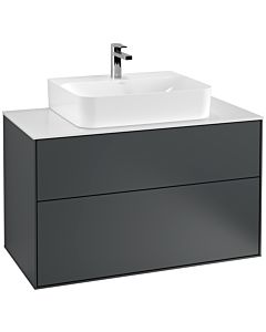 Villeroy und Boch Finion Waschtischunterschrank F10100HG 100x60,3x50,1cm, Abdeckplatte white matt, Midnight Blue Matt Lacquer