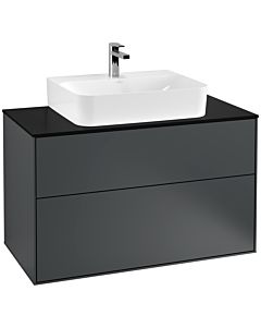 Villeroy und Boch Finion Waschtischunterschrank F10200HG 100x60,3x50,1cm, Abdeckplatte black matt, Midnight Blue Matt Lacquer