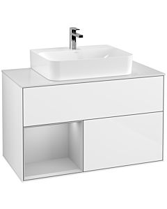 Villeroy und Boch Finion Villeroy und Boch Finion F111GJGF 100cm, cover plate black matt, shelf left light gray matt, glossy white lacquer