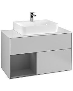 Villeroy und Boch Finion Villeroy und Boch Finion F111GKGJ 100cm, cover plate black matt, shelf left anthracite matt, light gray matt