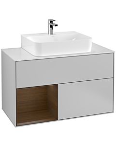 Villeroy und Boch Finion Villeroy und Boch Finion F111GNGJ 100cm, cover plate black matt, shelf left walnut veneer, light gray matt