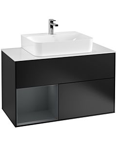 Villeroy und Boch Finion Villeroy und Boch Finion F111HGPD 100cm, cover plate black matt, shelf left Midnight Blue Matt Lacquer , black matt lacquer
