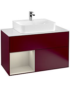 Villeroy und Boch Finion Villeroy und Boch F111HHHB 100cm, plaque de finition noir mat, étagère gauche Sand Matt Lacquer , Peony Matt
